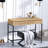 Modern Make-Up Table with Metal Legs, Oak & Black Finish, 39.4 x 17.7 x 17.7 inches | 100% Melamine Coated Particle Board, 0.7 inches Thick | Wall-Mountable Design with Multiple Shelves, Perfect for Elegant Spaces