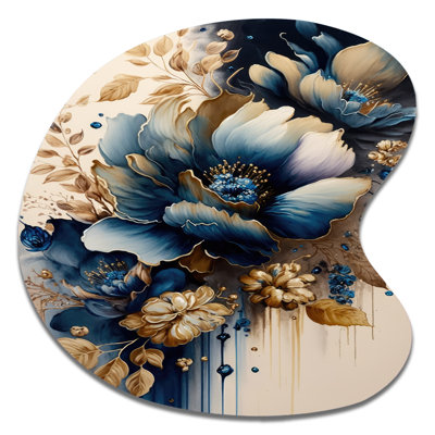Gistel - Floral Drop Shape Assymterical Metal Wall Art