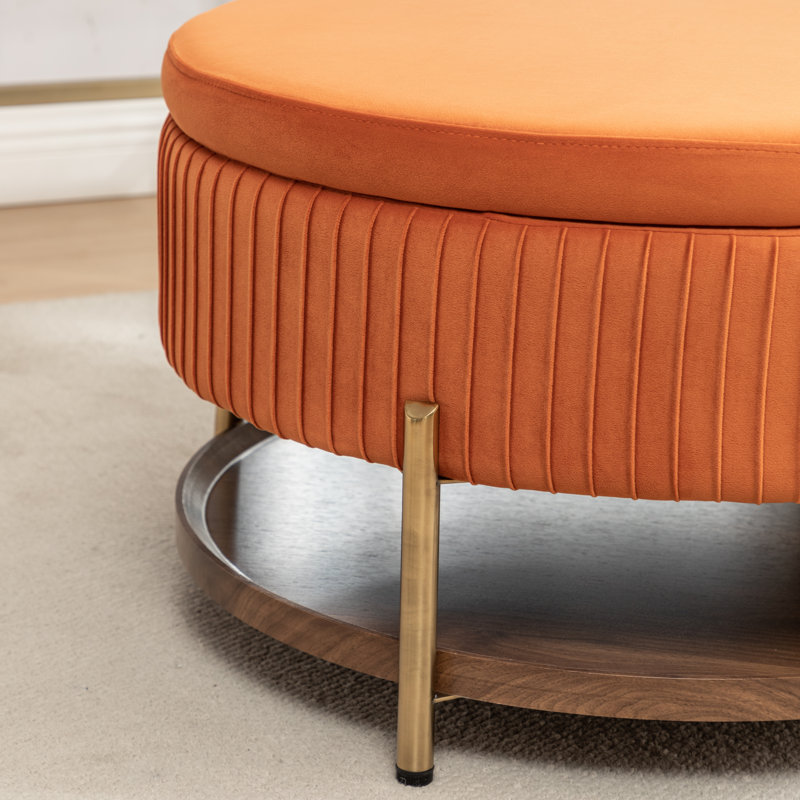 Repose-pieds rond avec rangement Charyn, Orange