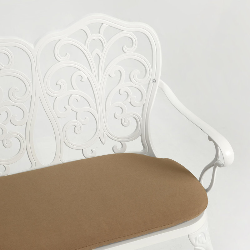 Banc en fonte d'aluminium avec coussin, Blanc