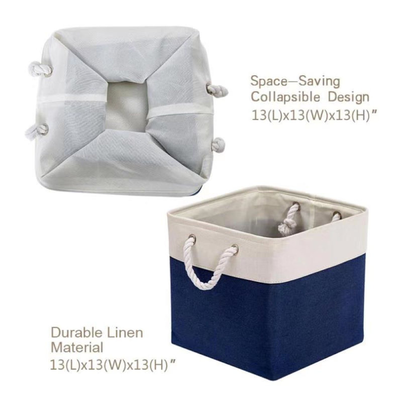 Ensemble de bacs en tissu, Bleu marine / blanc