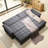 93'' Wide Chenille Tufted Convertible Sofa Bed with Pull-Out Sleeper and 5-Position Adjustable Backrest-113947853