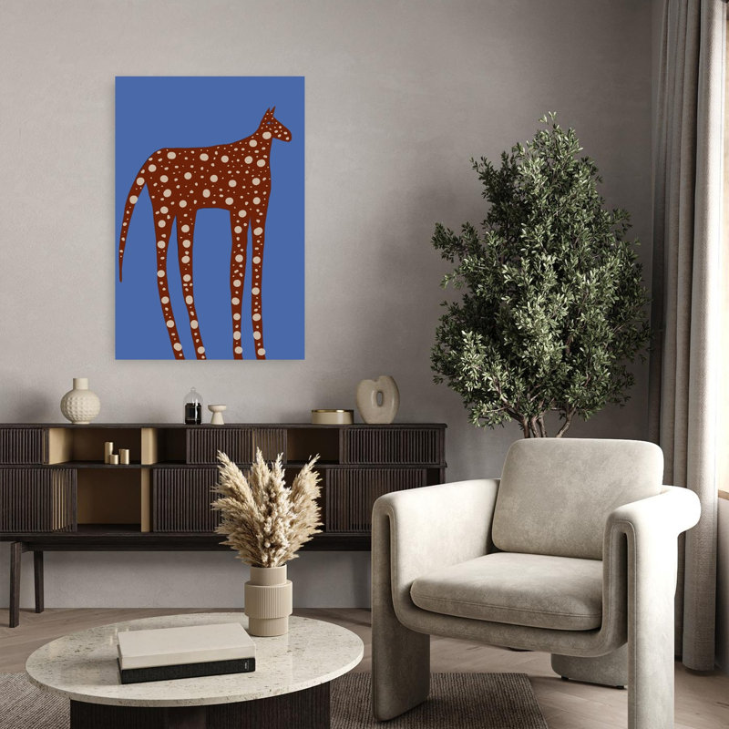 Art mural abstrait cheval tacheté à longues pattes