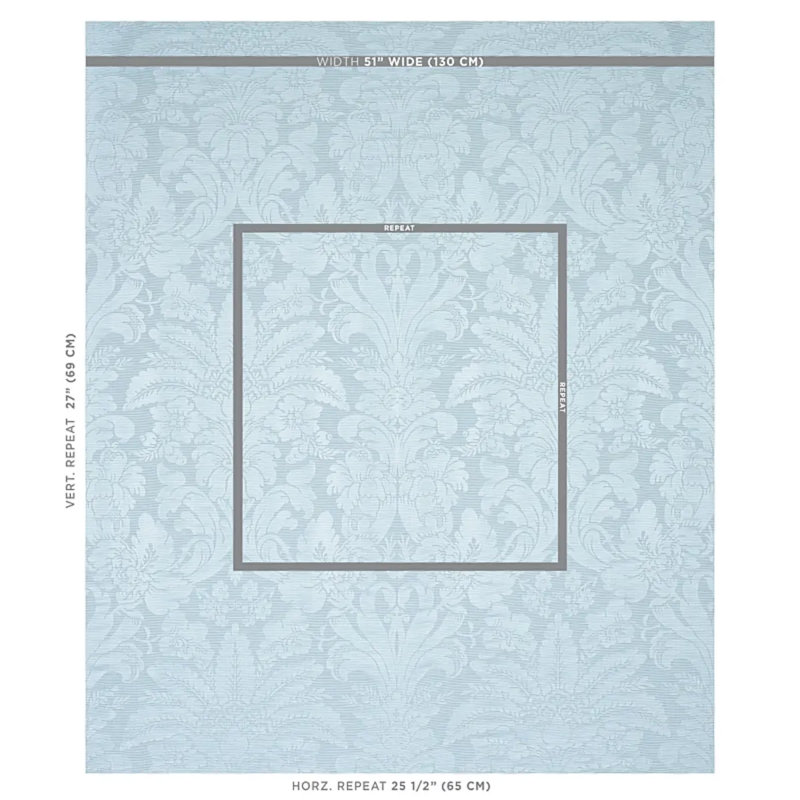 Colette Linen/Silk Damask Fabric, Chambray