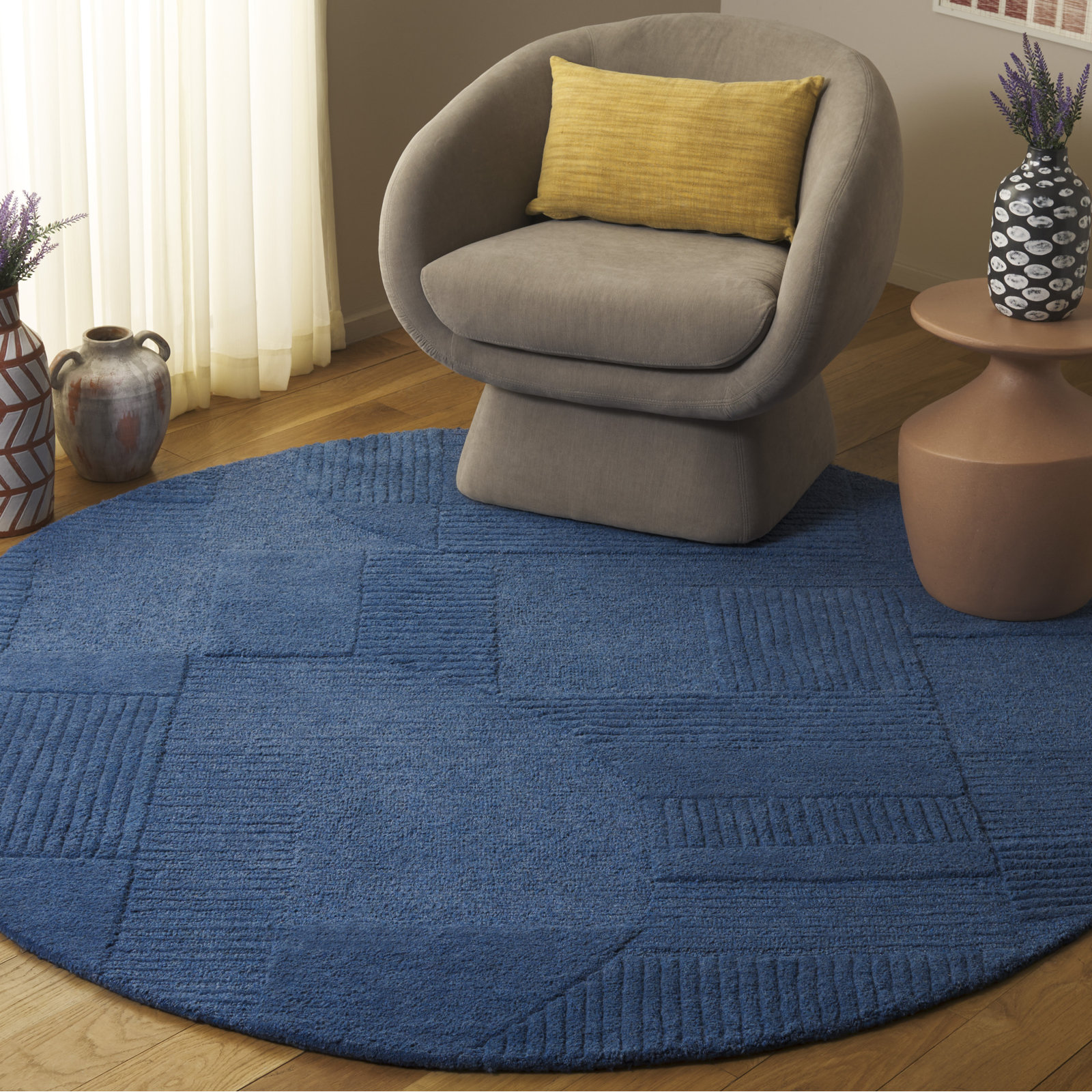 Ivanenko Hand-Tufted Geometric Rug, Round 6'