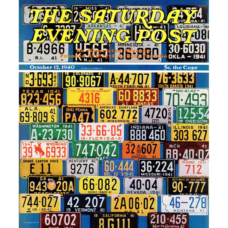 «Licence Plates» par Wilson H. Smith, reproduction sur toile tendue, H 48 po x l 40 po