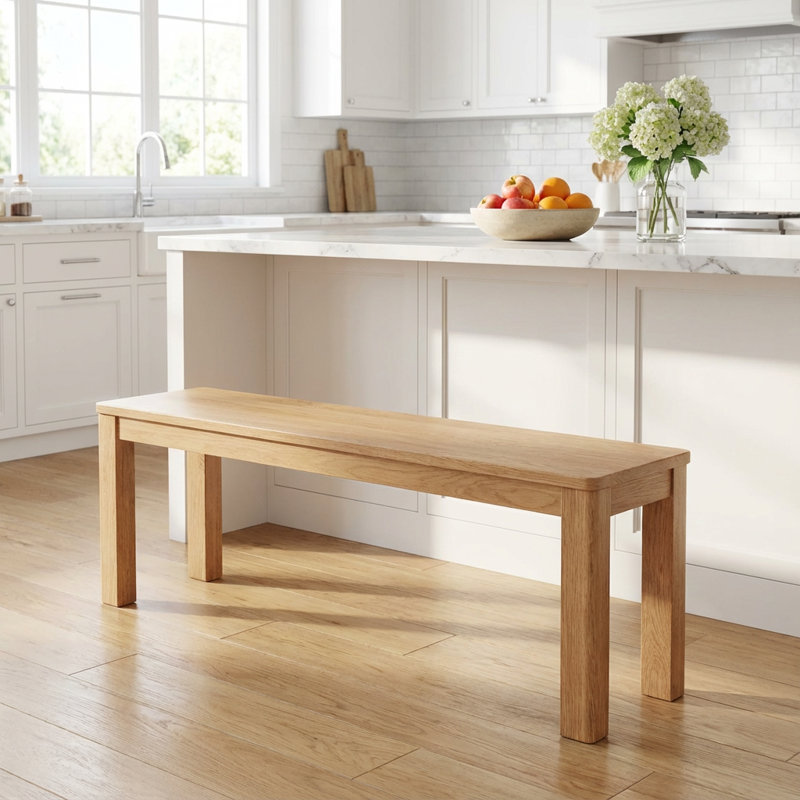 Banc de salle à manger en bois massif avec un design rectangulaire et une surface d'assise spacieuse