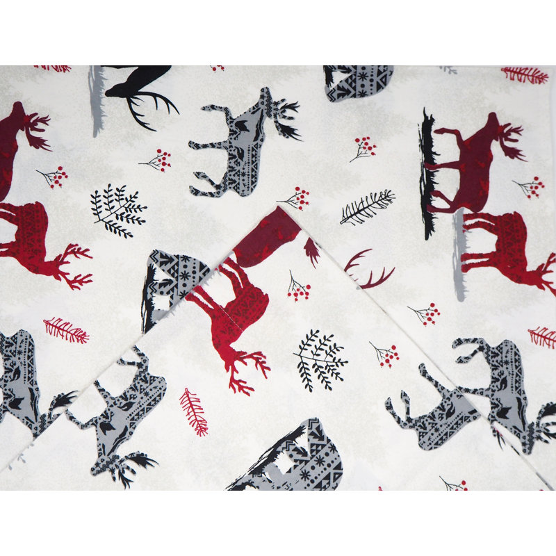 Queen Northwoods Print Cotton Flannel Deep Pocket Sheet Set