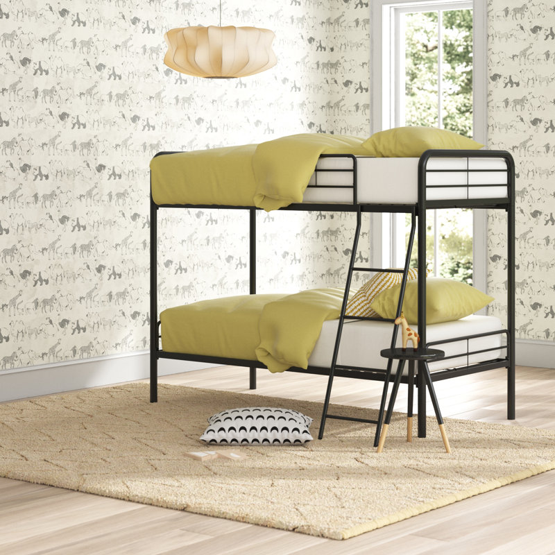 Inko Kids Twin Over Twin Bunk Bed, Black