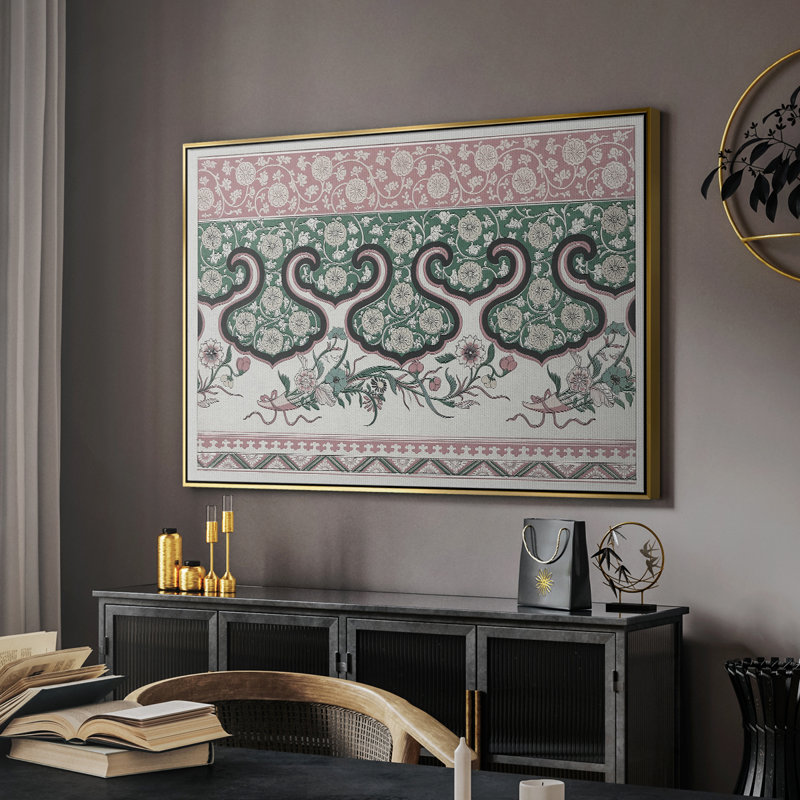 Abstrait rétro - XXIX, Toile avec cadre flottant or, H 25 po x l 37 po x P 2 po