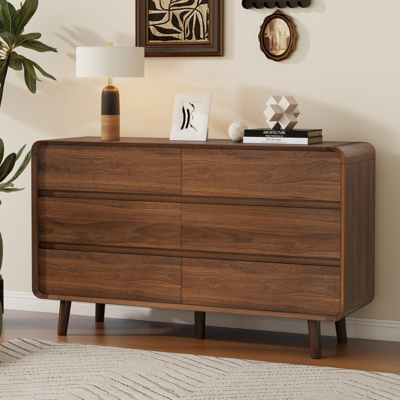 modern style dresser Paradise Modern Rustic Solid Wood 6 Drawer Dresser