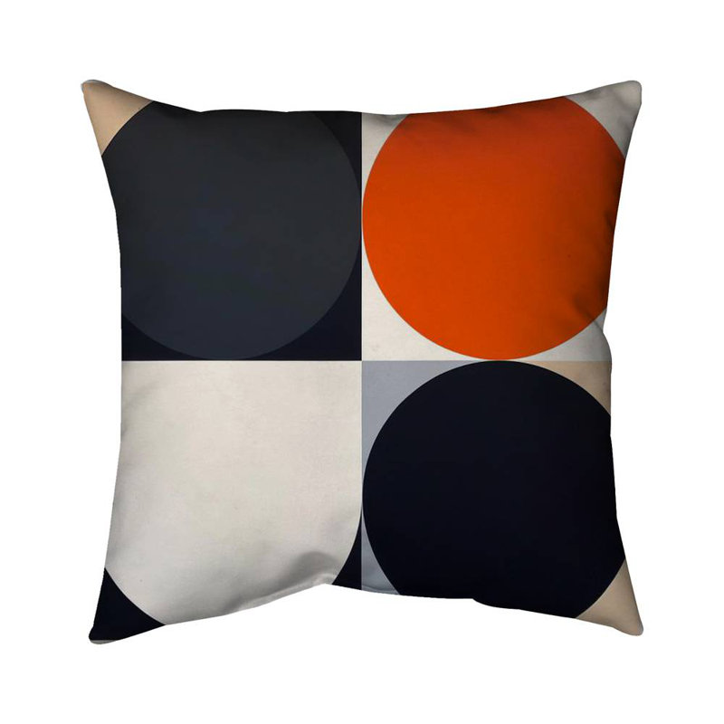 Split Circles Abstract Shapes White Pillow – Outdoor Throw Pillow with Insert, Weather-Resistant