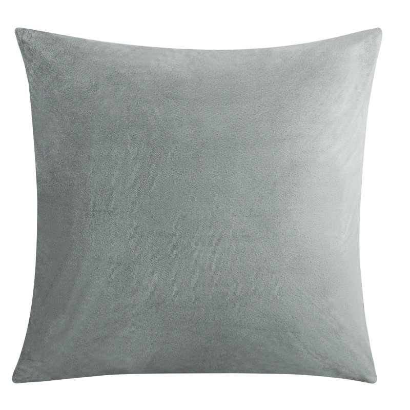  Housse de coussin carré en velours, 24 po x 24 po, Gris clair