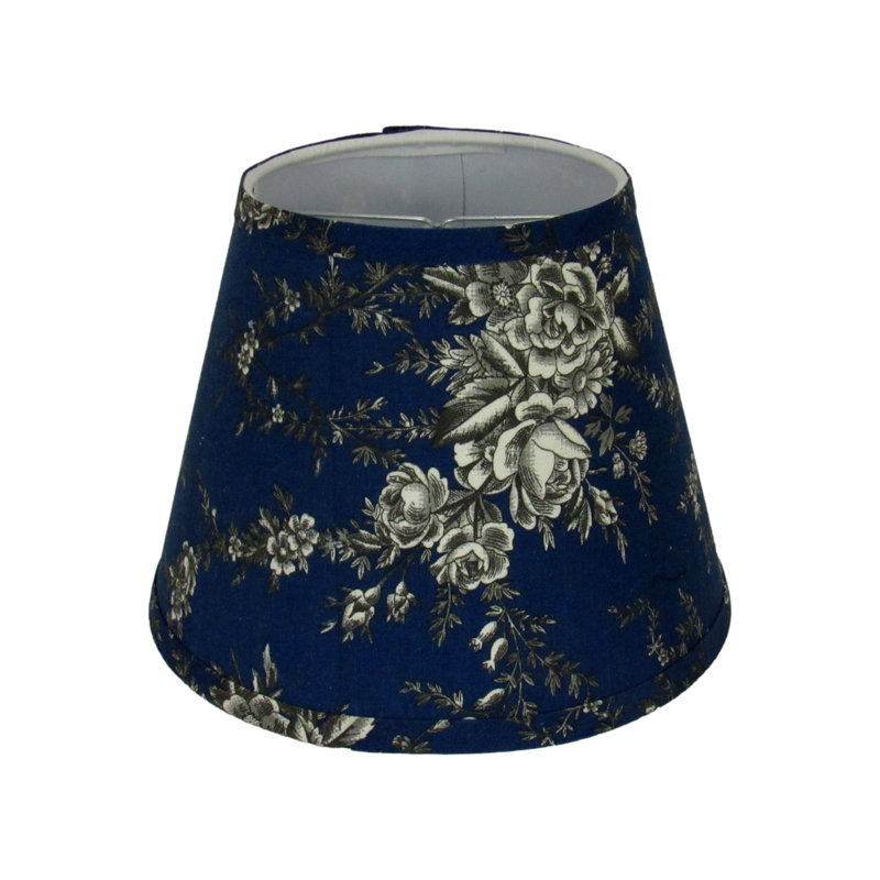 Abat-jour bleu marine avec imprimé floral gris sur toile