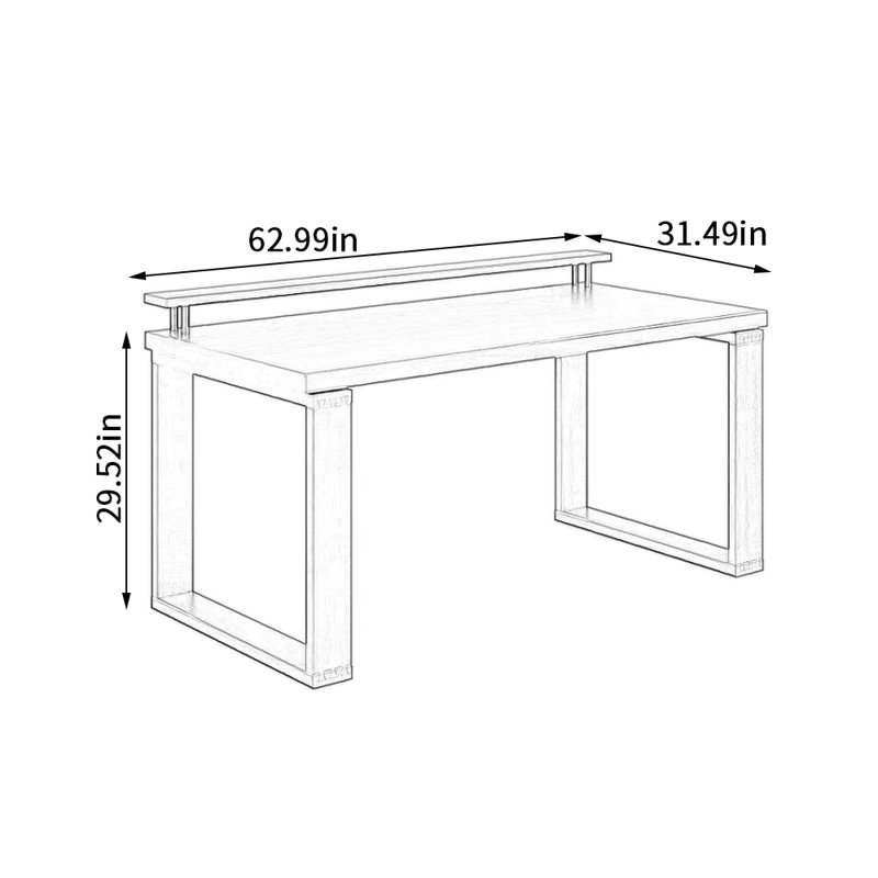 Bureau d'écriture Simple Black, H 29,52 po x l 62,99 po x P 31,49 po