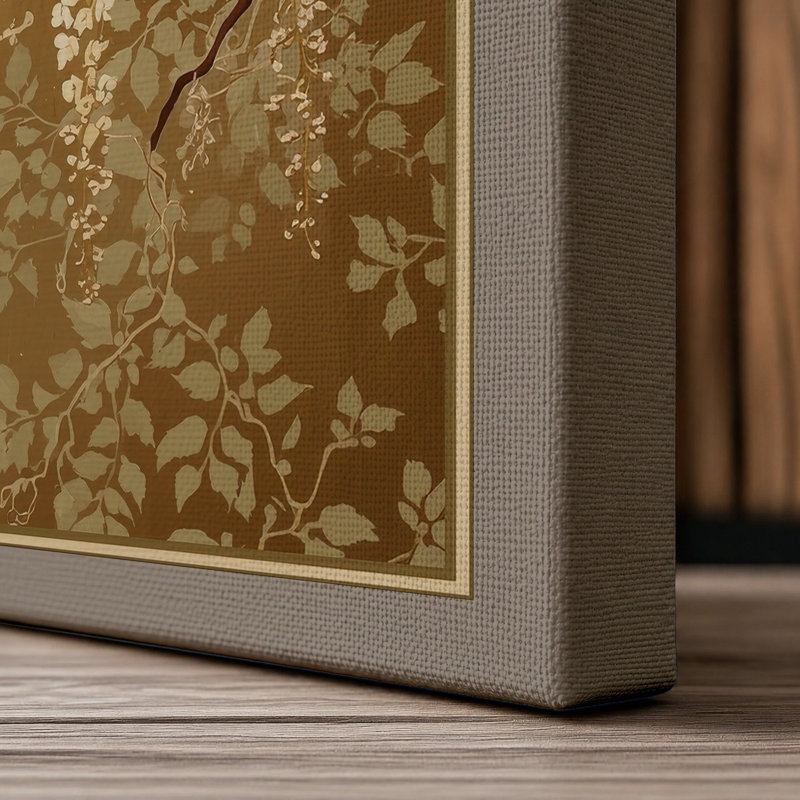Branch in Blossom Japandi 1 Piece Wrapped Canvas Wall Art, 18x12 - 45.7 x 30.5 cm, Taupe Border