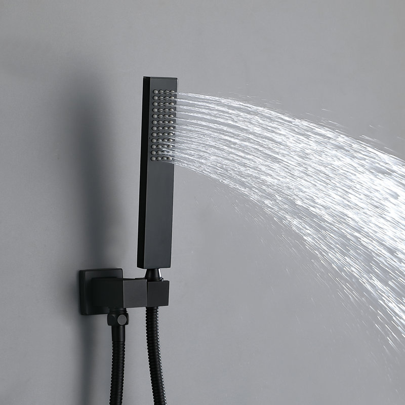 4-Function Digital Display Thermostatic Shower System With Waterfall & Rainfall Showerhead, Hand Shower, And Swivel Tub Spout