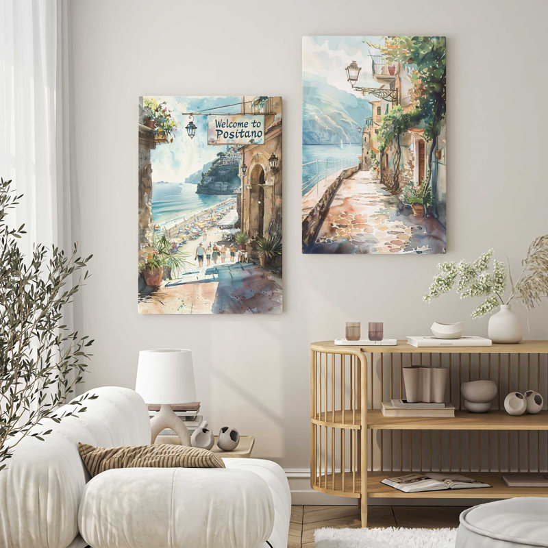 Ensemble de 2 pièces "Coastal Greeting On Canvas" par Azure Artisanal Studio, Toile tendue, H 48 po x l 64 po x P 1,25 po