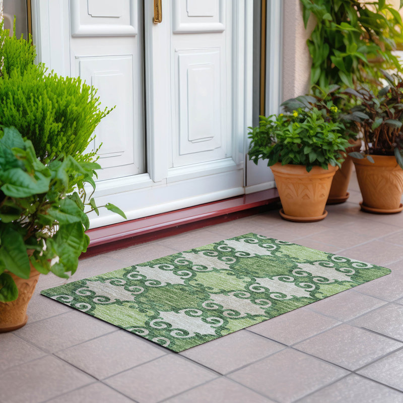 Malek Indoor/Outdoor Area Rug with Non-Slip Backing, Rectangle 1'8" x 2'6"