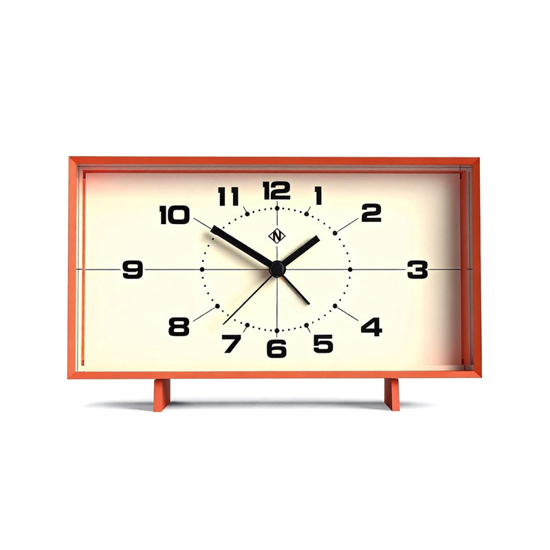 Réveil-matin rétro, cadran de style Mid-Century (orange), Orange