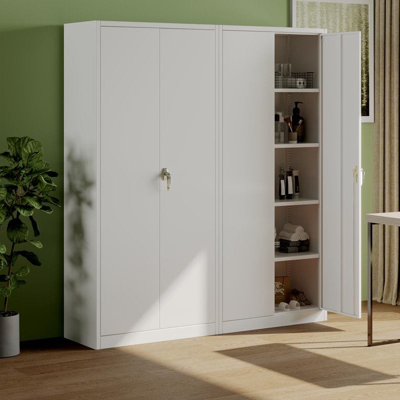 Grand classeur en métal 71 po avec rangement double et 5 portes réglables pour bureau