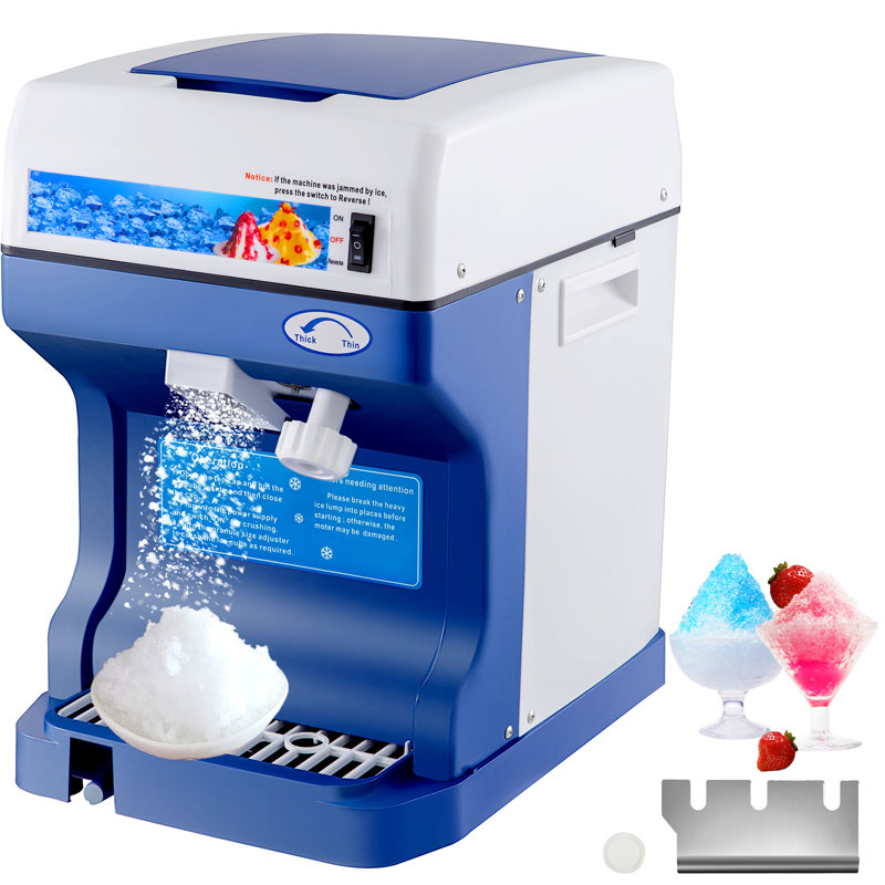Blue and White Stainless Steel Countertop Snow Cone Maker