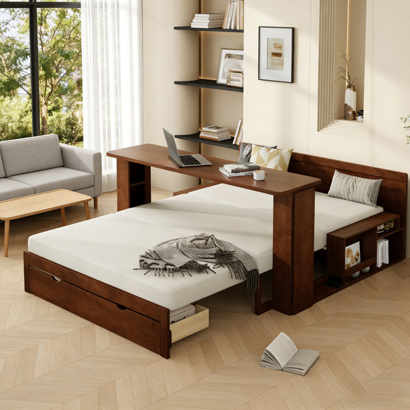 Queen Size Daybed With Removable Desk, Queen, Espresso