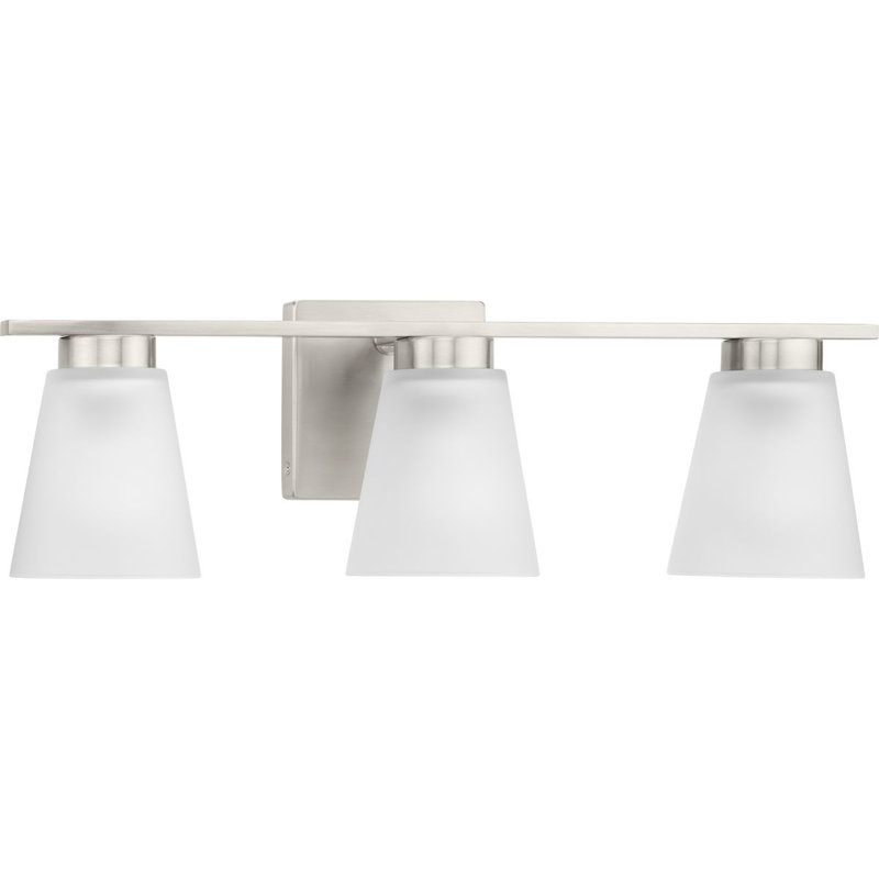 Éclairage pour meuble-lavabo transitionnel à trois lumières, Nickel brossé