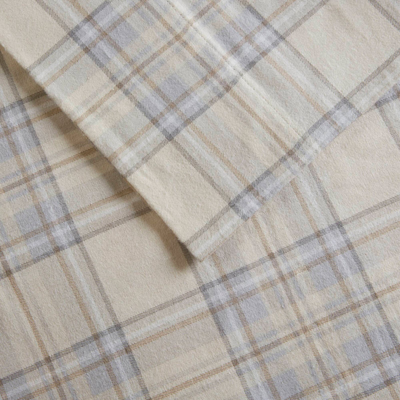 Ensemble de draps 4 pièces 100% flanelle de coton 4 pièces Cal, Andrews, Couvre-lit très grand californien + 2 taies d'ore
