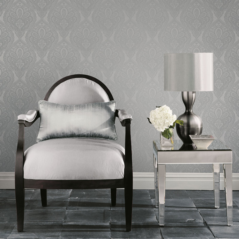 Emporium 10m x 53cm 3D Embossed Metallic Finish Wallpaper Roll, Silver