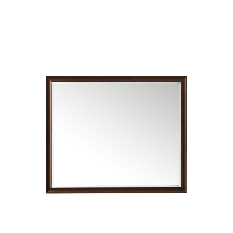 Glenbrooke Solid Wood Beveled Wall Mirror, Burnished Mahogany, 40" x 48"