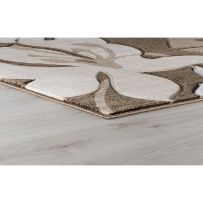 Tapis floral brun / beige Shaver