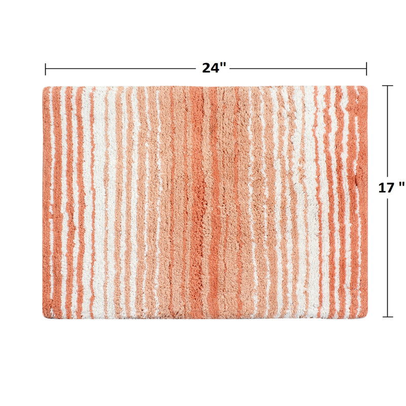 Griffie Plush 100 % Cotton Bath Rug, Single - 17" L x 24" W, Coral
