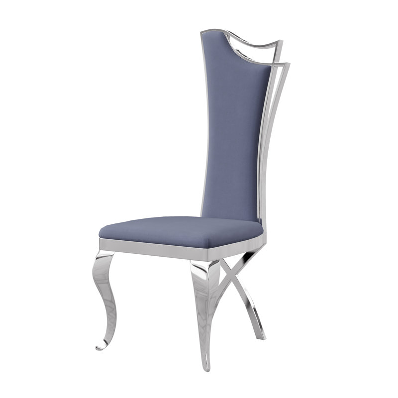 Chaise d'appoint rembourrée Kovanes, Gris, Argent argent