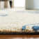 Tapis ivoire / bleu en laine crocheté à la main Daijah