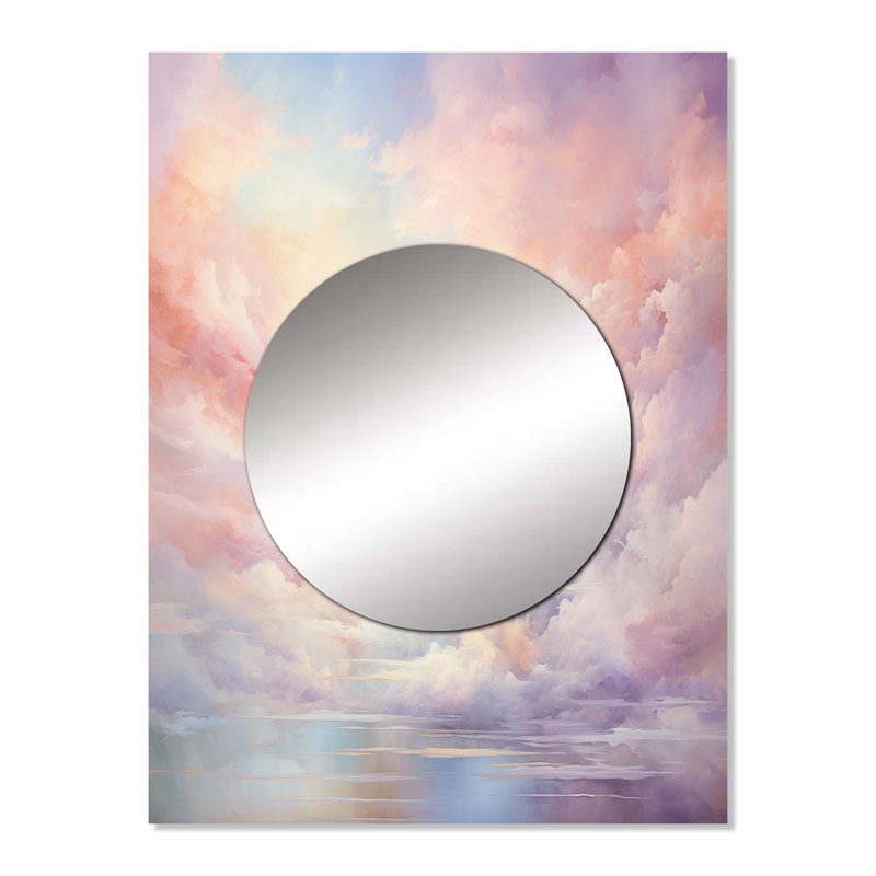 Padon Sunset Cotton Candy Skies III - miroir coucher de soleil, miroir mural traditionnel unique, impression sur métal