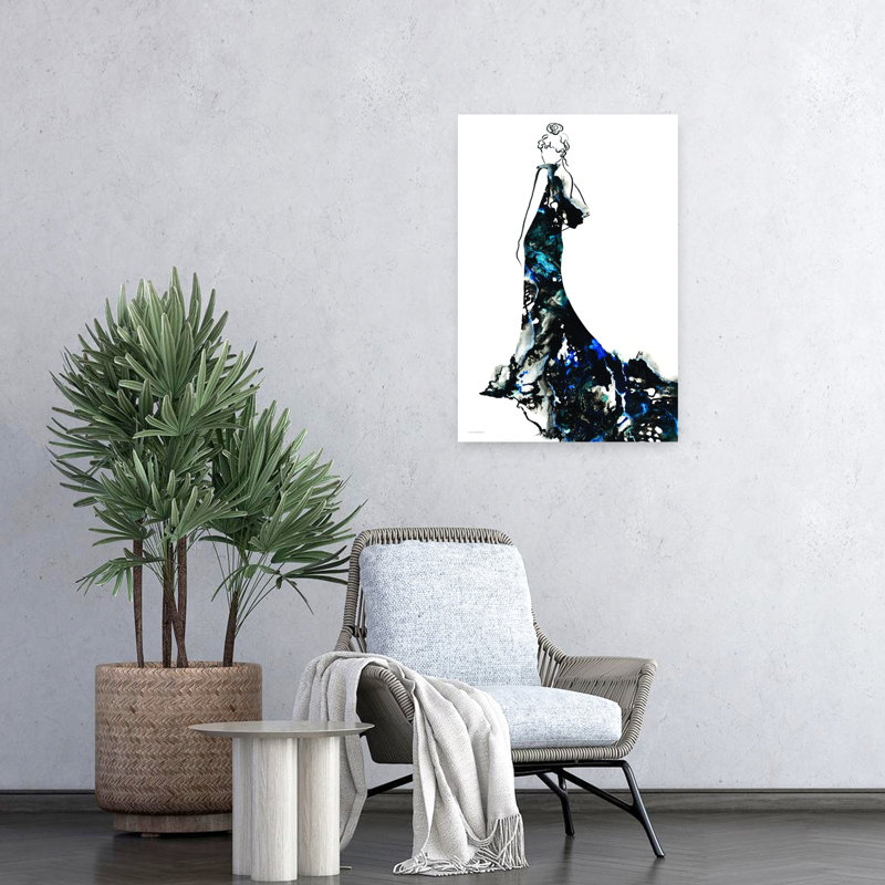 Cygne noir abstrait, art contemporain rétro, H 24 po x l 16 po