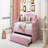 Twin Size Tufted Upholstered Daybed with Trundle, Velvet Sofabed with USB&Type-C Charging Ports, No Box-spring Needed, Pink-258800932