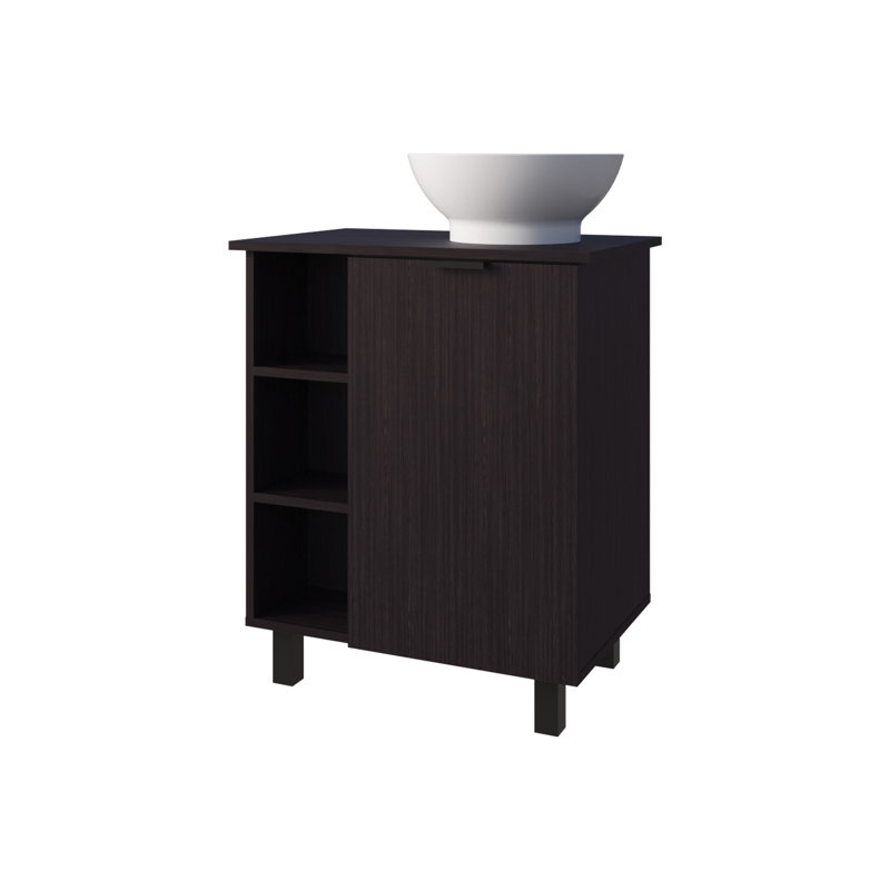 - Meuble-lavabo de salle de bain aux tons avec 8 tablettes et 1 porte, convenant aux intérieurs minimalistes, 4 supports d'écurie convenant à un décor,