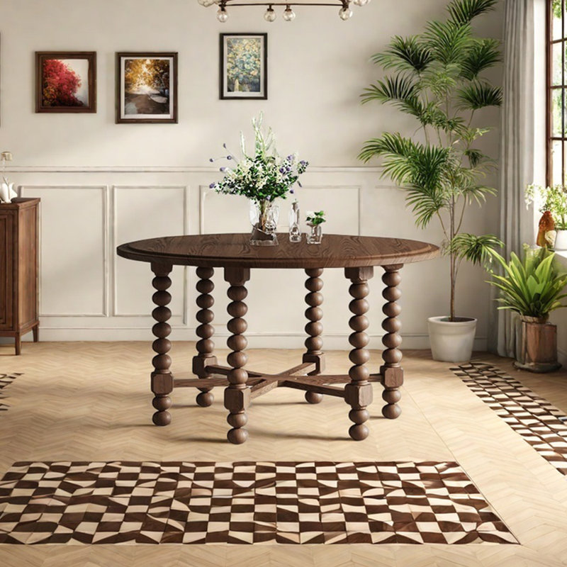 Table de salle à manger ronde, Taupe, H 29,53 po x L 51,18 po x l 51,18 po