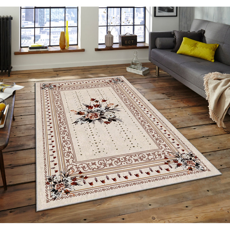 Luxurious Non-Slip Area Rug, 4.0 x 5.9 Feet, 100% Polyester, 740g/m² | Velvet Fabric with Digital Print | Easy-Clean Laminated Sponge Underside, Machine Washable | Perfect for Living Room, Bedroom & Home Decor