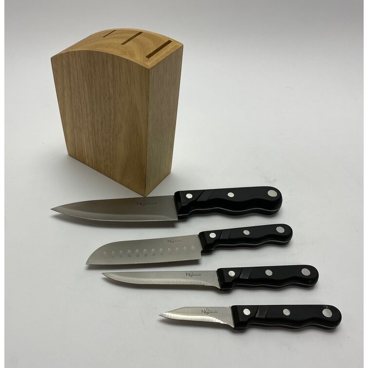 New England Cutlery 6 Piece Stainless Steel Knife Block Set