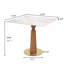 Table de salle à manger moderne en pierre frittée carrée, conception compacte pour petits espaces, capacité de 150 lb, pieds en bois et base dorée-449554499