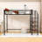 Twin Metal Loft Bed With Built-In Shelves And Guardrails-1290519655