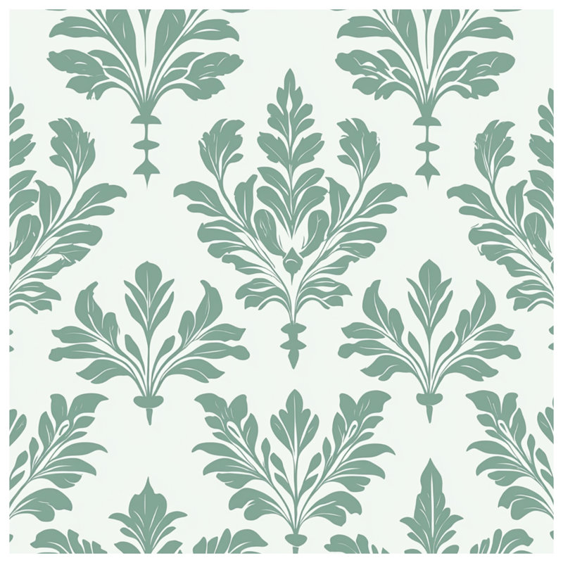 Green Leafy Damask Canvas Gallery Wrap in Many Sizes, 16 po x 16 po