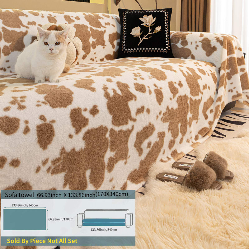 4-Seater Ultra-Thick Winter Soft Plush Couch Cover – Washable Furniture Protector for Dogs, Pets, Anti-Slip, Anti-Dust Sofa Cushion Cover, 133.86 x 66.93 Inches