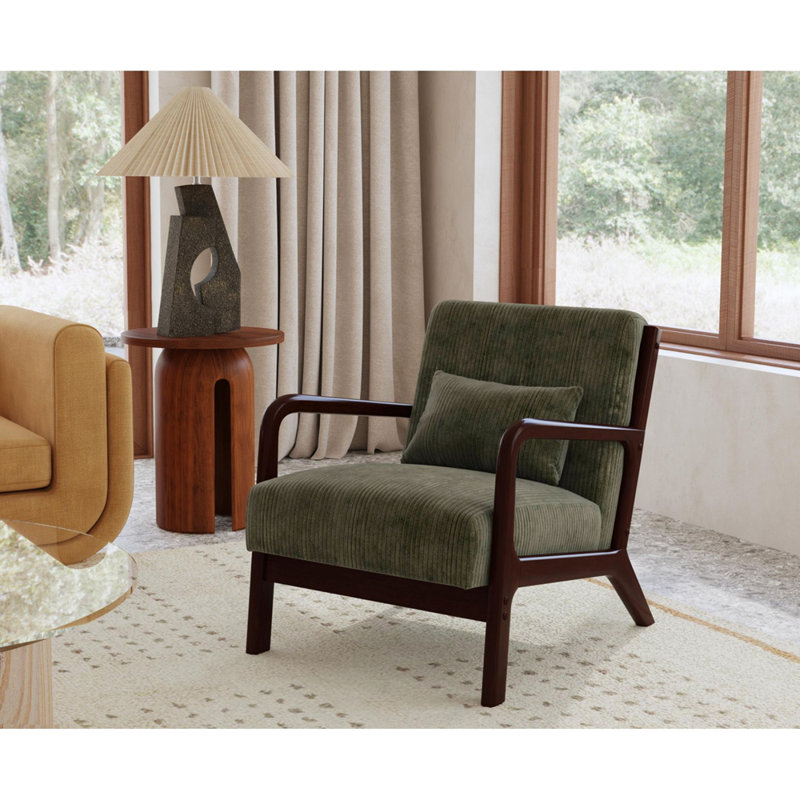 Chaise Marina en maïs Steno avec finition noyer, Vert