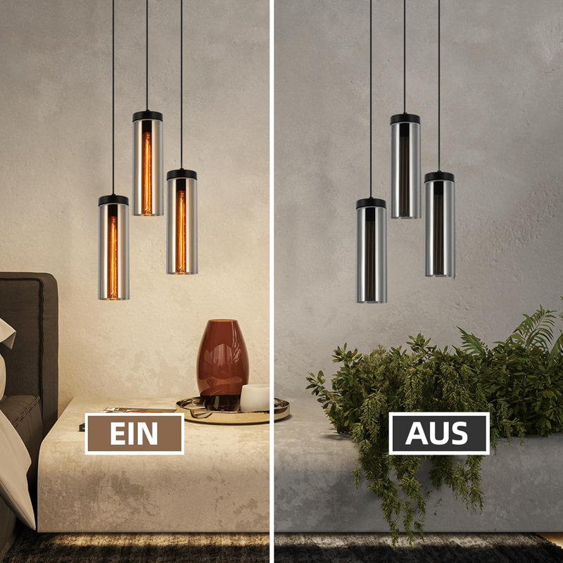 3 - Light Matte Black Cylinder Pendant