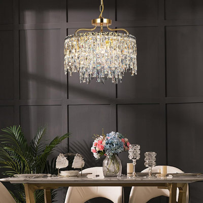 Lustre moderne en cristal avec fonction à intensité variable, luminaire suspendu rond pour salle à manger, salon, chambre à coucher, vestibule et vestibule