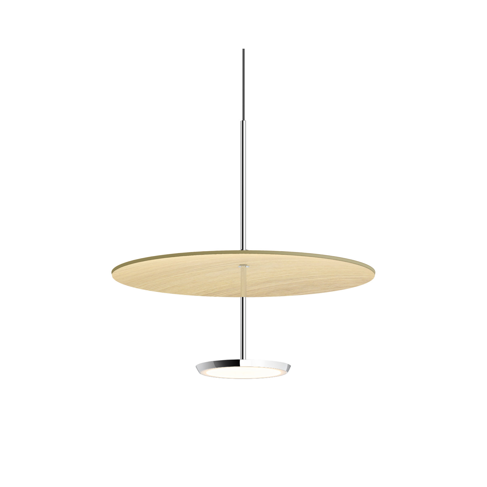 Sky Dome 1 - Light LED Pendant, 17.5" H x 17.5" W x 17.5" D, White Oak, Polished Aluminum